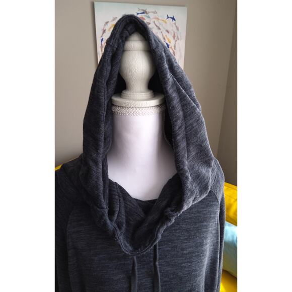Athleta techie sweat gray cowl hoodie oversized softw/ pocket XLT athletic fall - Picture 8 of 11